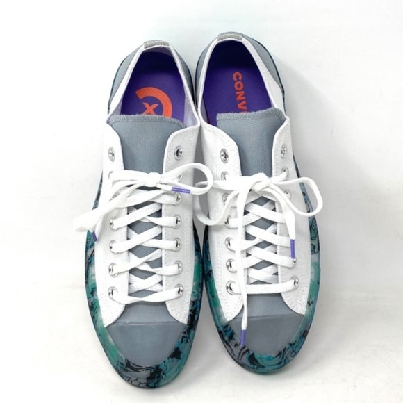 Converse Women's White Sneakers with Blue Marble Sole - Picture 10 of 11